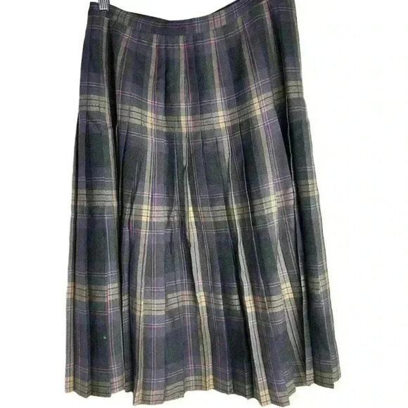 Vintage Al Jean Canada Inc. plaid pure virgin wool  pleated kilt skirt - Picture 11 of 12
